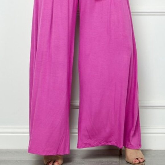 Plus Size Solid High Waist Wide Flair Jumpsuit - Picture 7 of 8
